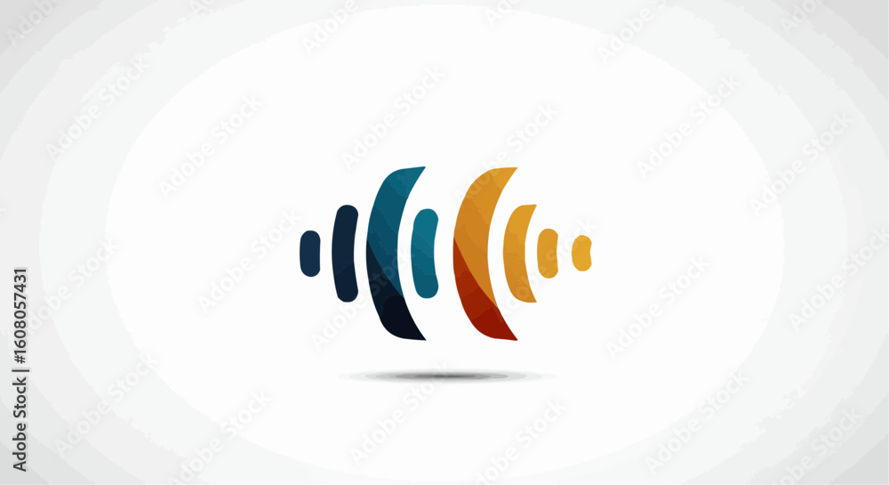 Poster abstract sound wave graphic with blue and orange color gradient on a white background design element