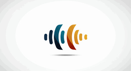 Abstract sound wave graphic with blue and orange color gradient on a white background design element