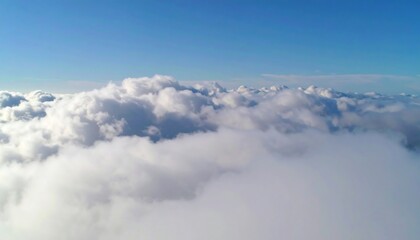 High-altitude view of fluffy white clouds