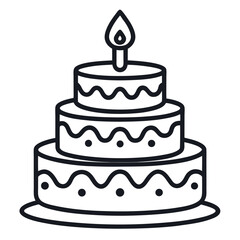 Whimsical birthday cake icon for celebrations