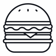 Simple burger outline icon on white background