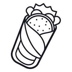 Delicious wrap sandwich icon illustration isolated on white background