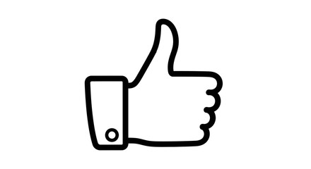Stylized black line art icon of a hand giving a thumbs up gesture, with a cuffed sleeve.