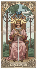 art nouveau style tarot cart illust King of Swords