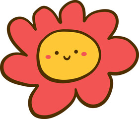 Kawaii Red Flower With Yellow Center