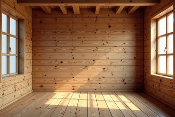 Wooden shiplap with natural light, exposed beams, rustic interior, coastal style, wooden beam ceiling
