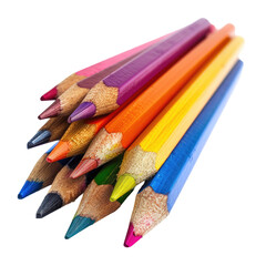A cluster of colorful pencils, various hues,  close-up view