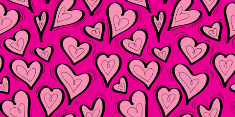 Seamless pattern with heart shapes. Vector illustration.