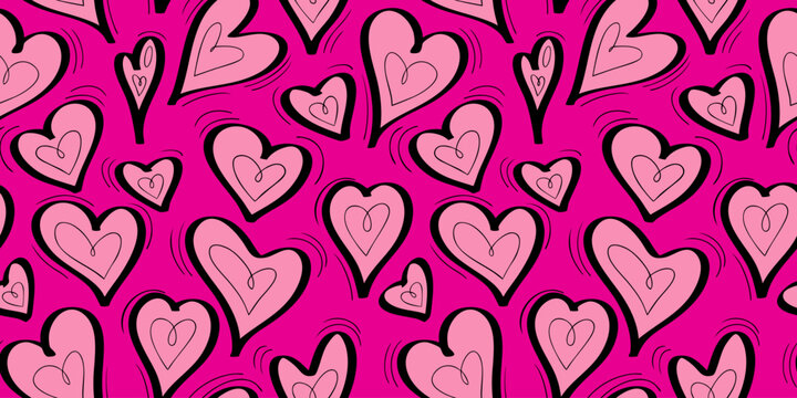 Seamless pattern with heart shapes. Vector illustration.