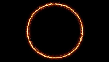Fiery ring on black background
