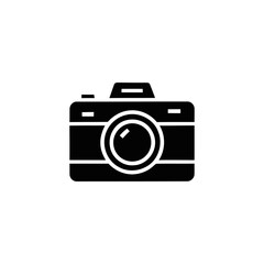 Retro and modern digital camera icons with lenses symbolize the evolution of photography equipment in a compact, focused illustration