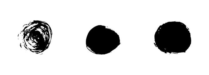 Hand drawn circle brush sketch set