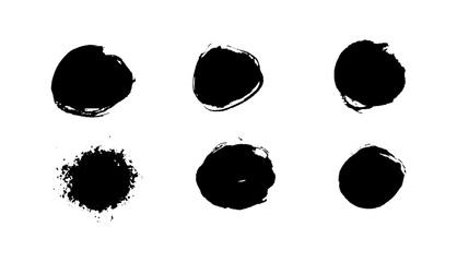 Hand drawn circle brush sketch set