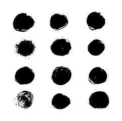 Hand drawn circle brush sketch set
