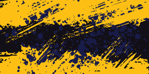 Abstract yellow-blue frame on a dark background. Sporty design in grunge style. Illustration for sports, athletics, training, workout, etc.