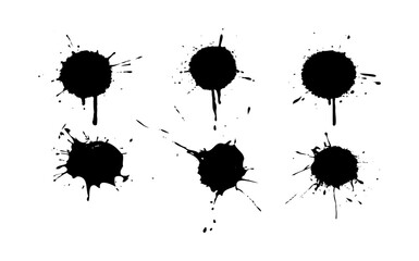 Grunge ink blots on black colour