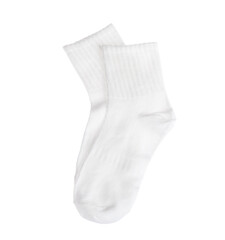 Pair of comfortable socks isolated on white, top view
