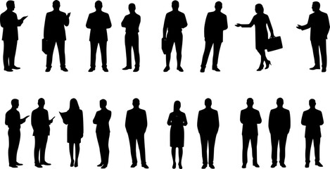 silhouettes of people working group of standing business people vector eps 10
