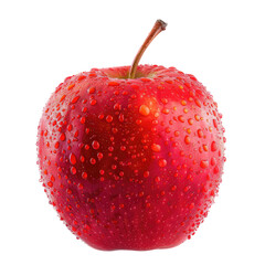 Close-up of a vibrant red apple, glistening with water droplets (1)