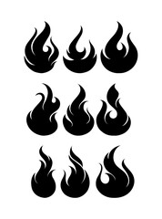 fire flames silhouettes vector on black colour