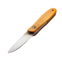 Folding knife with wooden handles.  Stainless steel blade