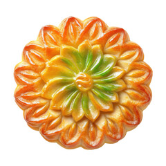 Beautifully Crafted Floral Mooncake with Bright Colors for Celebrating Festivals on transparent background