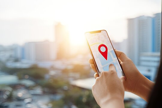 Person using a smartphone to navigate with a map app