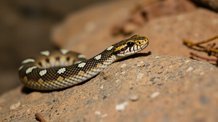 Fototapeta premium Toxic Mexican west coast rattlesnake (Crotalus basiliscus) on rock, captive, occurrence Mexico