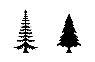 various christmas tree silhouette on black colour