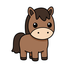 Adorable cartoon pony illustration with big eyes, perfect for children's books and educational materials
