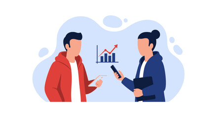 Business colleagues reviewing financial data on smartphones, perfect for reports and presentations.