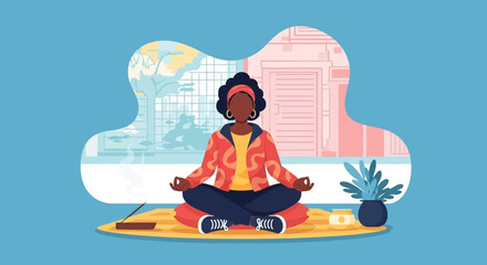Woman meditating, perfect for wellness websites, mindfulness apps, or yoga studio brochures.