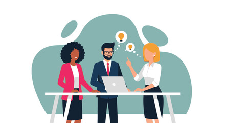 Diverse business team brainstorming ideas together, perfect for website banners or presentations.