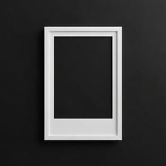 Minimalist white rectangular picture frame on a dark textured background showcasing modern interior design and simple elegance