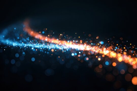 Abstract digital art of swirling, glowing particles