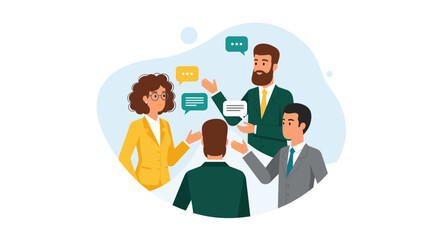 Diverse business team brainstorming, ideal for presentations on teamwork and collaboration.