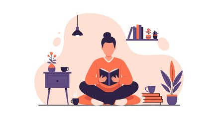 Person relaxing at home, reading a book. Perfect for blog posts about relaxation, well-being, or hobbies.