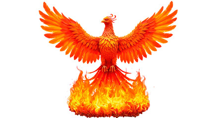 Fototapeta premium The phoenix, a symbol of rebirth, rises from fire in a vibrant display of color and power.