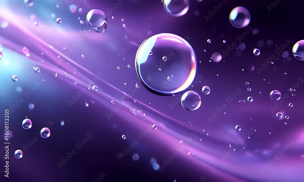 Wall mural bubbles floating in colorful liquid background with gentle movement