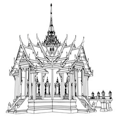 Drawings 2d Thai pavilion painting exercises vector format