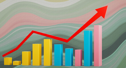 Business Growth Chart with Upward Red Arrow