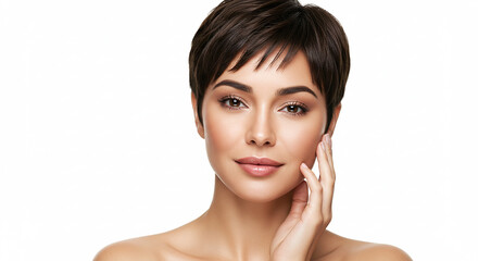 Serene Beauty Portrait of a Woman with a Pixie Haircut