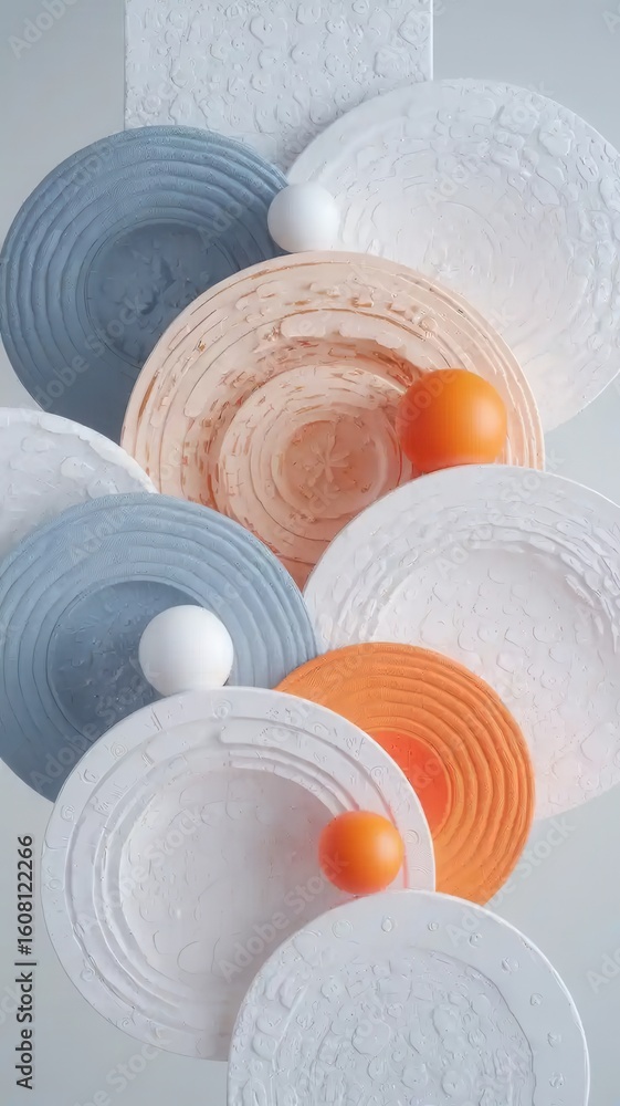 Aufkleber elevated arrangement of textured circular elements with balancing spheres concept