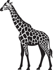 Naklejka premium Black and White Giraffe Silhouette Vector – Minimal Dotted Spot Pattern