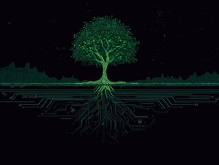 Digital tree with roots and circuit board design