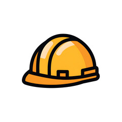 Fototapeta premium Flat design of yellow construction safety helmet used in industrial work.