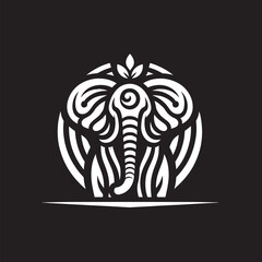 Naklejka premium Elephant head vector icon on black background. Elephant head vector icon