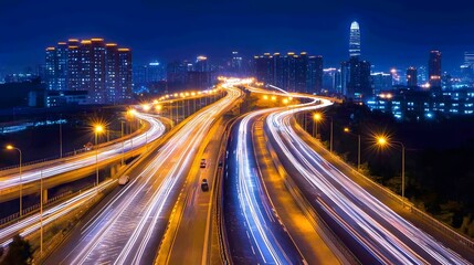 Obraz premium Vibrant urban infrastructure with smart traffic management systems