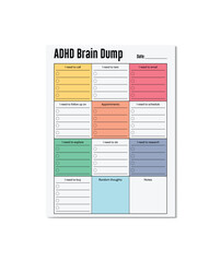 ADHD Planner ,Brain Dump, Daily Printable Planner, To-Do List, Reminders, Notes