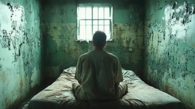 Haunting solitude: Man confronts isolation in decaying room, mental health awareness
